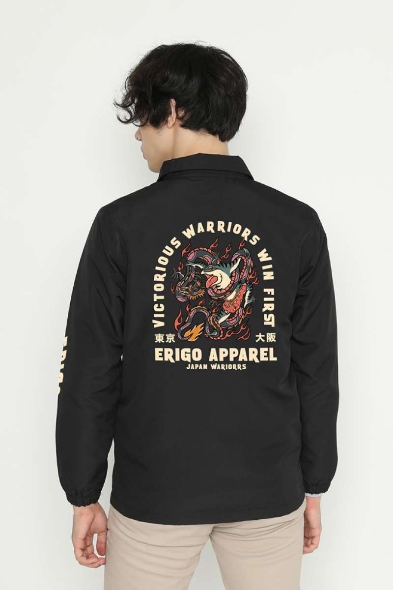 Outerwear Unisex Erigo Coach Jacket Idaina Kaeru Taslan Black L