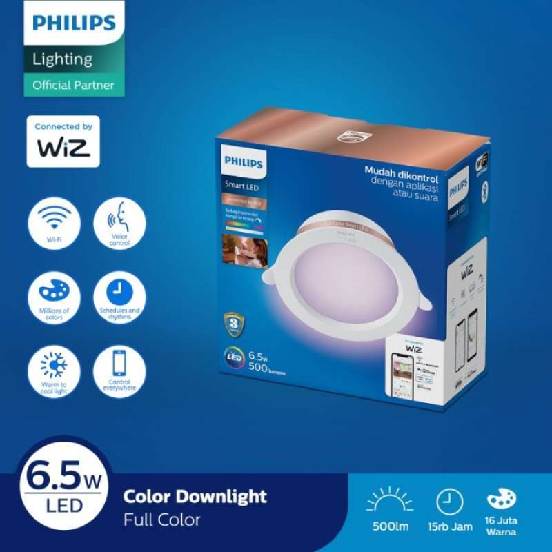 Promo Philips Smart Wifi LED Downlight 6.5W Tunable Color RGB