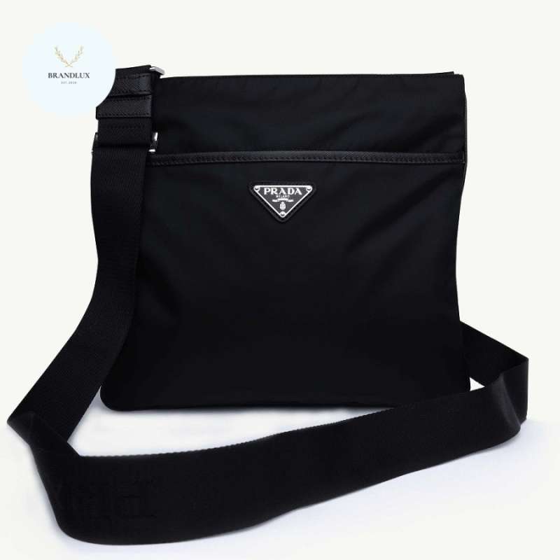 Prada Triangle Logo Slim Messenger Bag in Black Re Nylon 100 Authentic