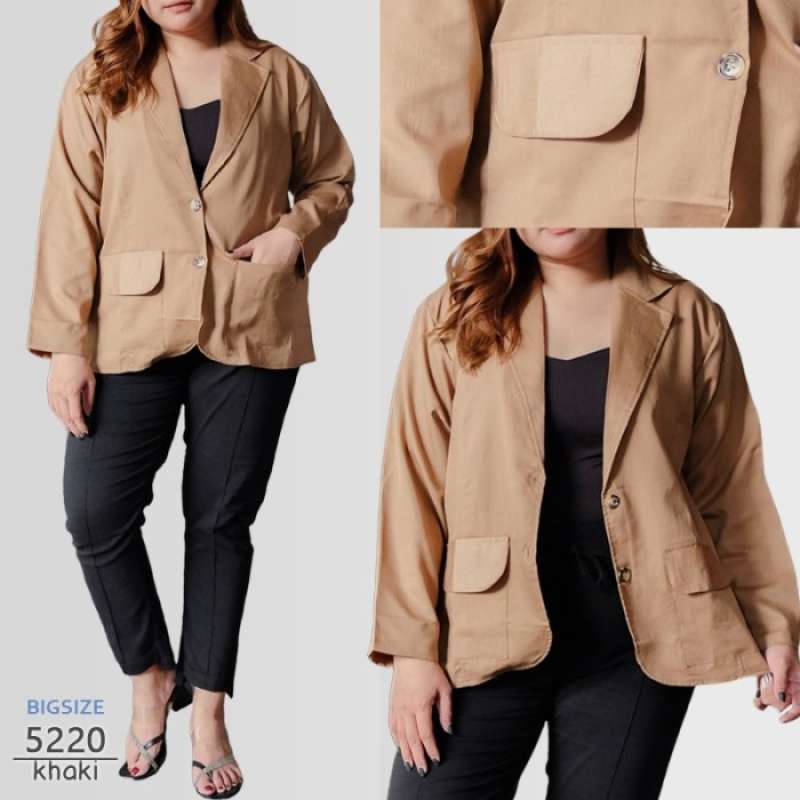 Jual Blazer Wanita Polos Jumbo Ld 120 Katun Linen 5220 Khaki Di Seller Sangninja Cengkareng Timur Kota Jakarta Barat Blibli