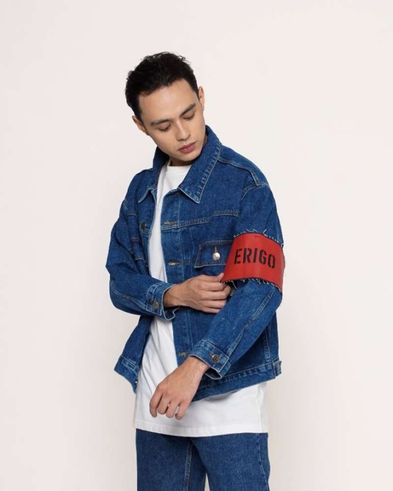 Promo Outerwear Unisex Erigo Denim Jacket Pocket Roa Medium Blue