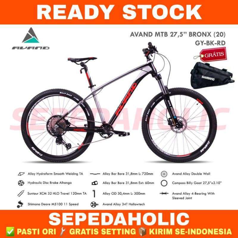Sepeda Gunung Inch MTB AVAND BRONX Alloy Shimano Deore 11 Speed Rem  Hidrolik Garansi Resmi Tahun
