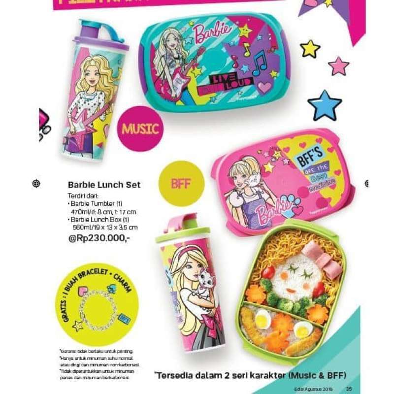 Jual tupperware barbie lunch set kotak bekal makan anak di Seller