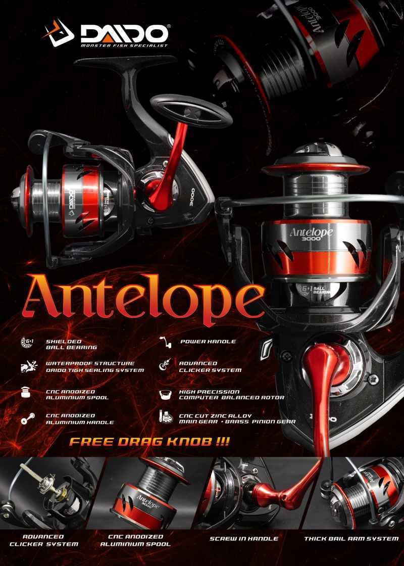 Promo Reel Daido Antelope 7 Bearing Alumunium Spool Dan Handle - 6000  Diskon 5% Di Seller Daido Fishing Team - Pademangan Barat, Kota Jakarta  Utara