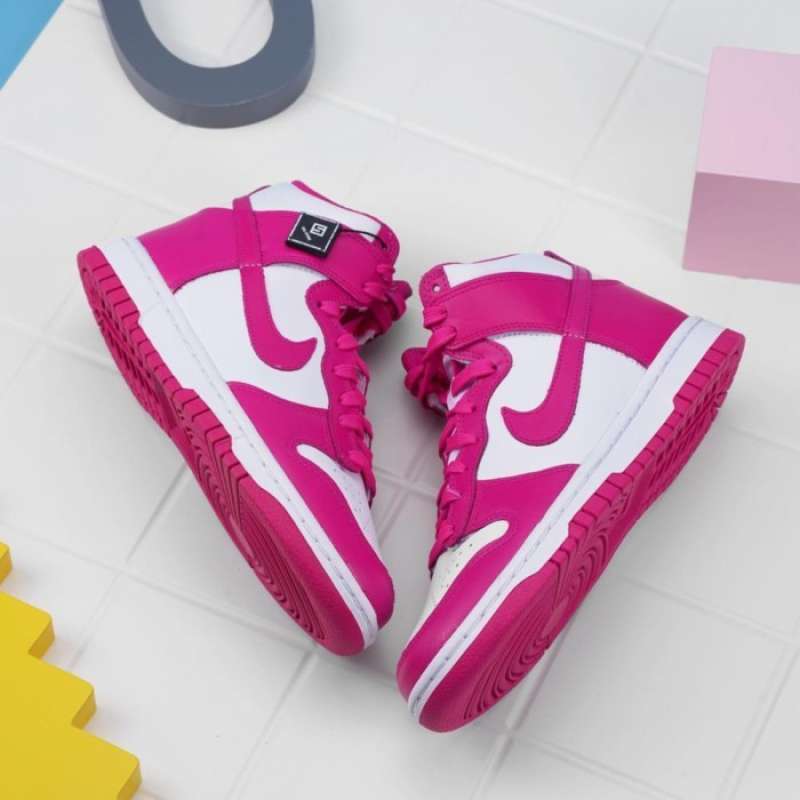 women's dunk high white and pink prime