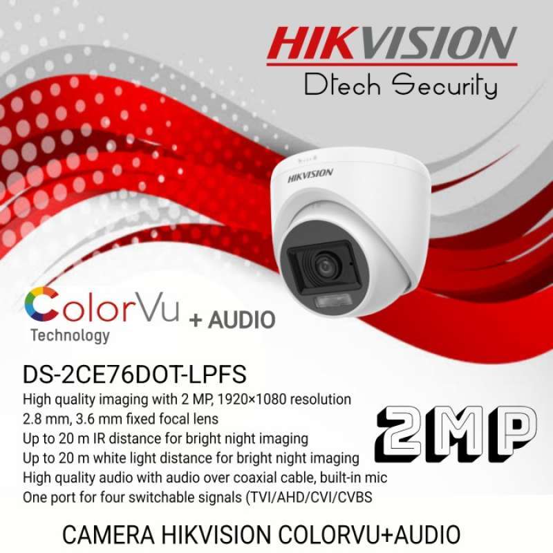 Promo Camera Cctv Colorvu+Audio Hikvision Ds-2Ce76Dot-LpfsIndor Hikvision  Terbaru Diskon 33% di Seller D'Luxury - Serua, Kota Depok | Blibli