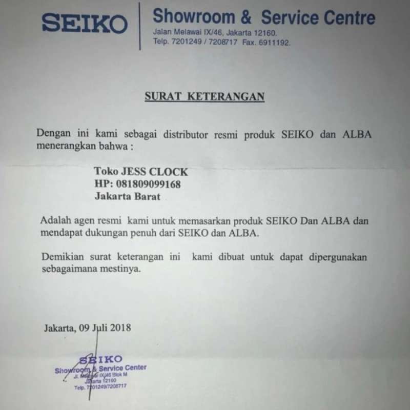 Seiko service deals center blok m