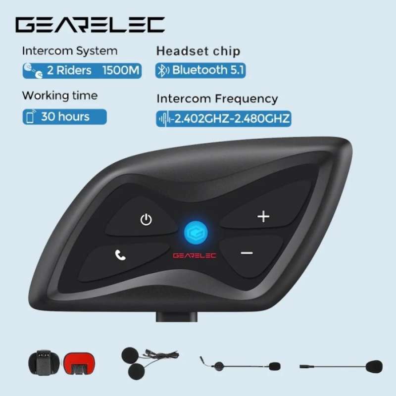 Promo Gearelec Dk01 Bluetooth Helm Intercom 1500M Diskon 23 di