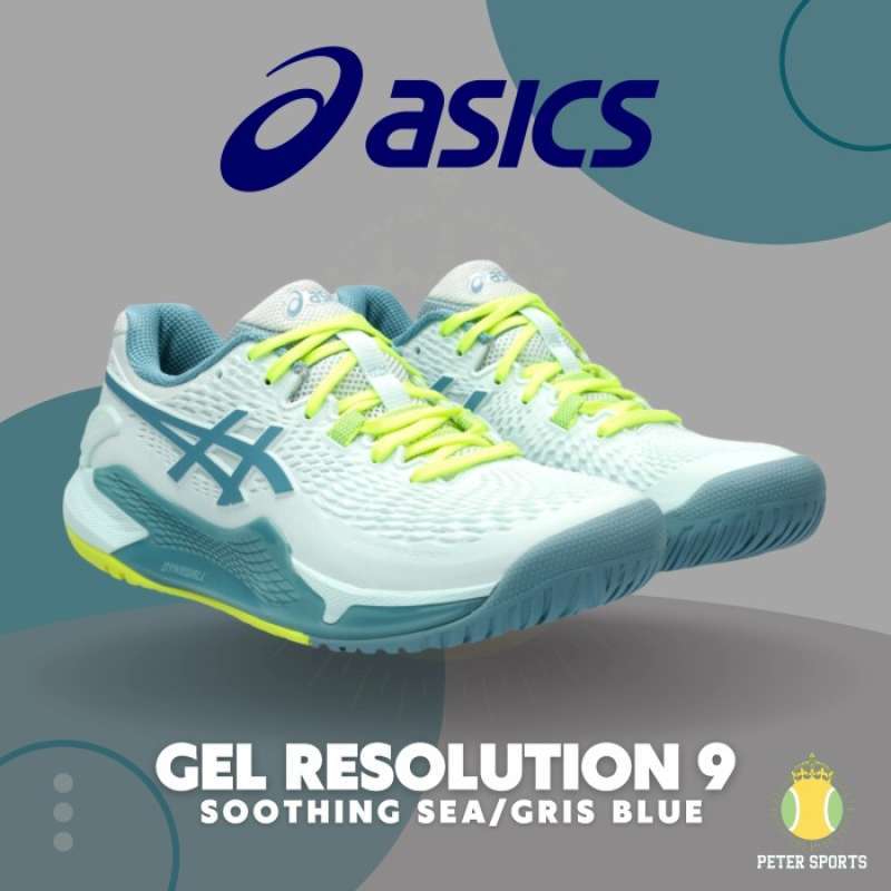 Asics Gel Resolution 9 Women's Tennis Shoe (Soothing Sea/Gris Blue) 