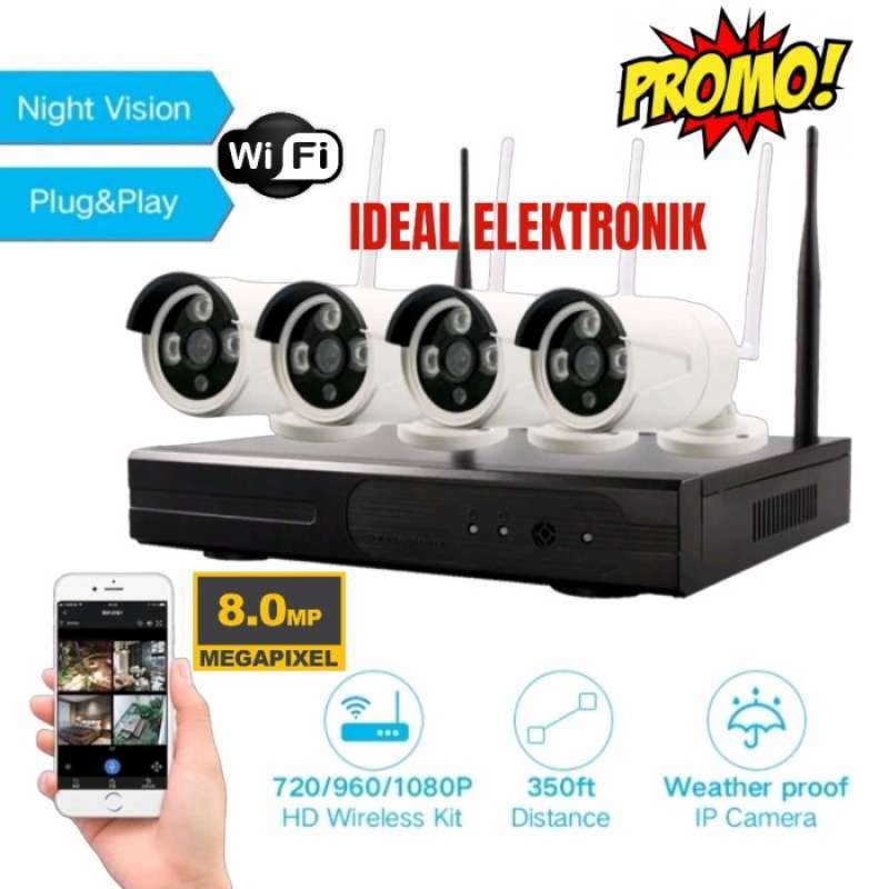 paket cctv cctv wireless camera cctv NVR KIT 4 channel 4 camera 8mp