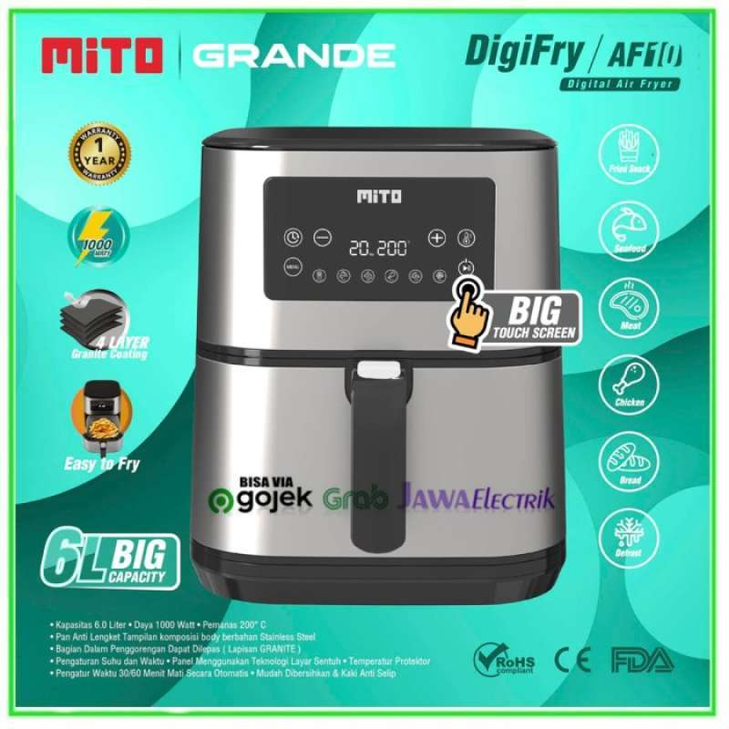 Promo Mito Digital Air Fryer Grande Digifry Af10 Big Capacity