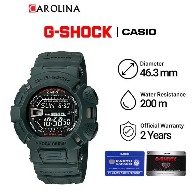 Jam Tangan Pria Casio G Shock Mudman G 9000 3V Master Of G Land Digital Dial Green Resin Band