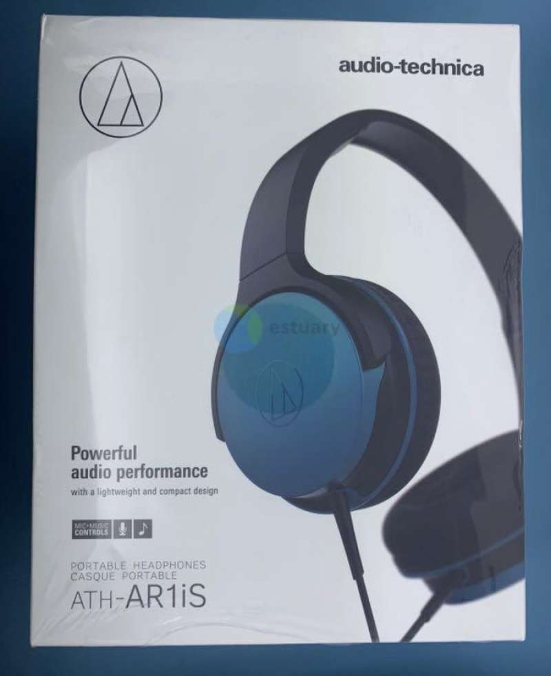 Promo Audio Technica ATH AR1IS Portable On Ear Headphone Blue