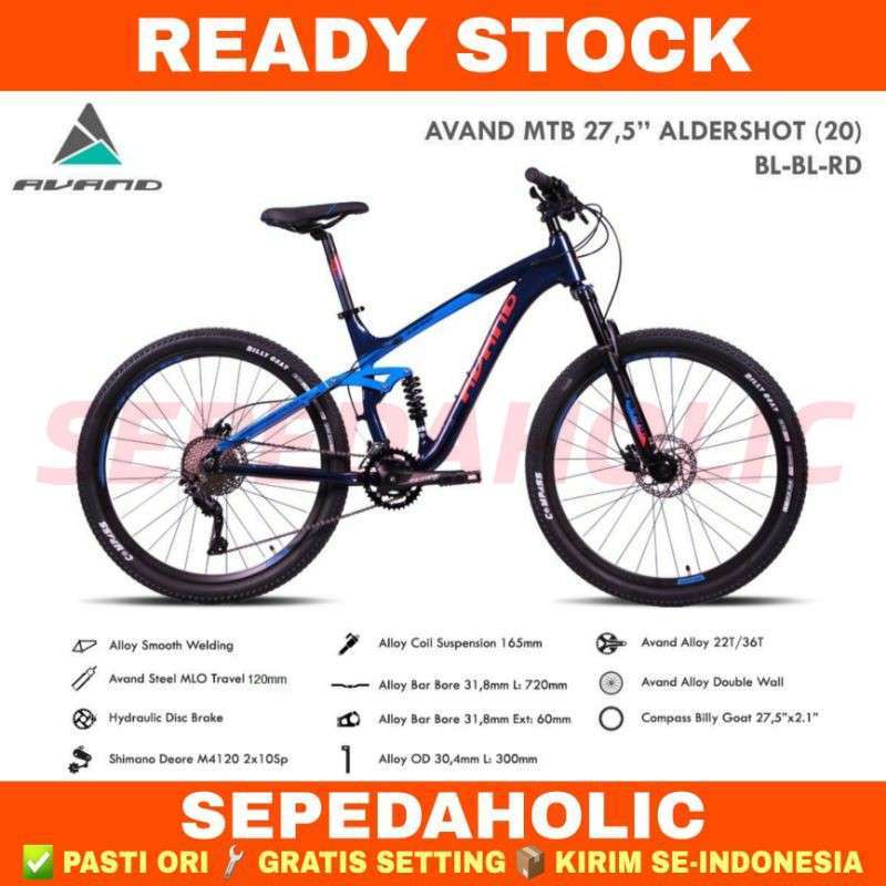 Sepeda Gunung Inch MTB AVAND ALDERSHOT New 2020 Full Suspensi Shimano  Deore By UNITED Garansi Resmi Tahun - Main Image