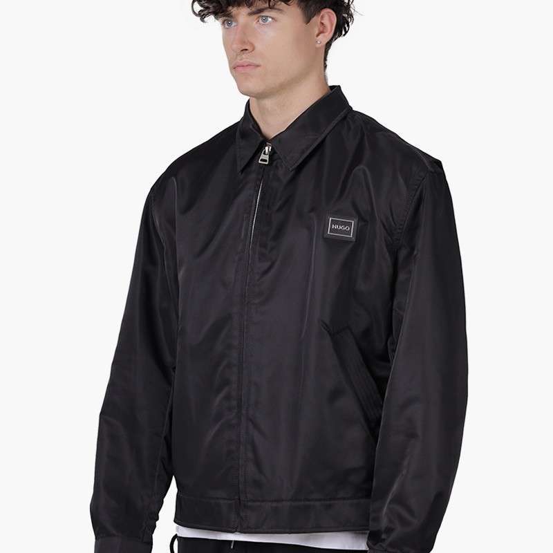 HUGO BOSS Men Belton2321 Slim Fit Zipped Jacket in Black Water-R