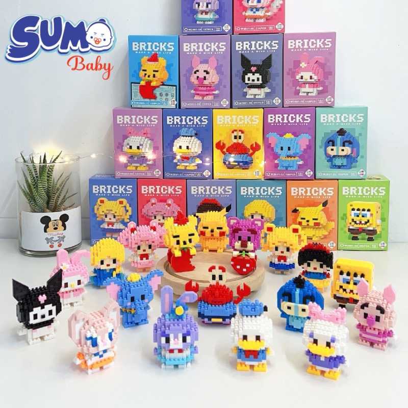Mainan Lego Balok Susun Brick Block Puzzle Edukasi Anak DIY Karakter Bongkar Pasang