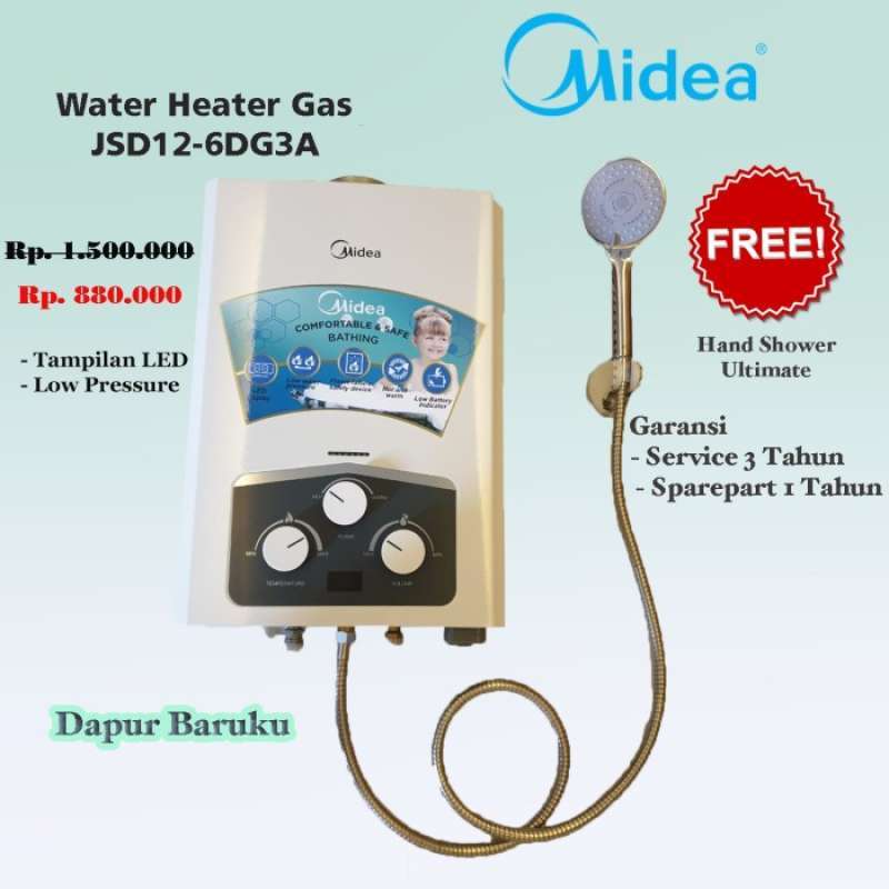 Promo Water Heater Gas Midea Jsd12-6Dg3A Free Hand Shower - Super B Promo  Diskon 33% di Seller Belibanyak Shop - Harapan Jaya, Kota Bekasi | Blibli