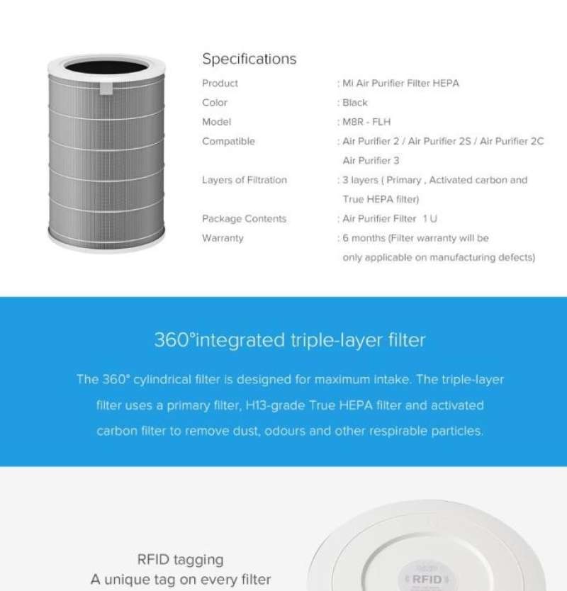 Mi air purifier 2c with true shop hepa filter