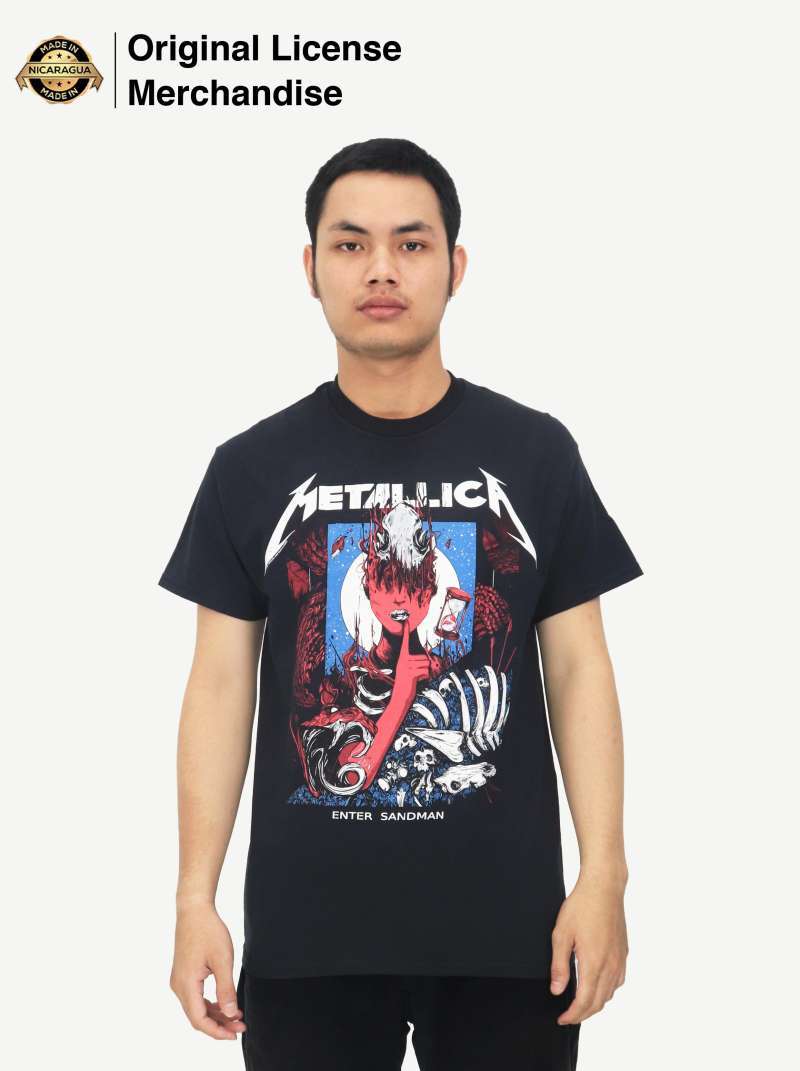 Jual Kaos Baju Band Musik Pria Katun Motif METALLICA Enter Sandman
