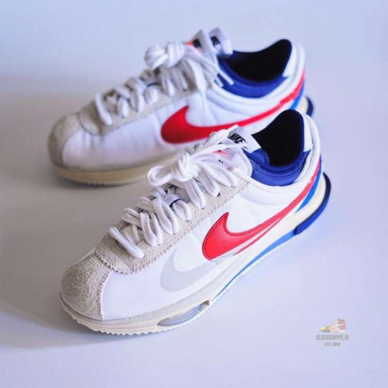Jual SACAI X NIKE CORTEZ 4.0 WHITE UNIVERSITY RED 100 AUTHENTIC