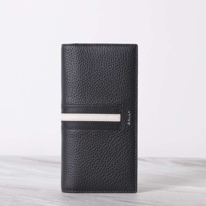 BALLY Ribbon Continental Wallet in Black Grained Leather