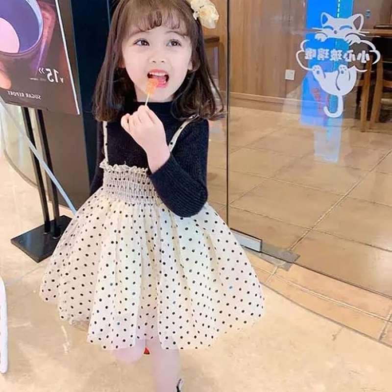 Gaun polkadot top
