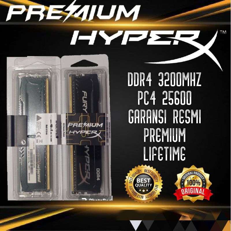 RAM PC HYPERX DDR4 4GB 8GB 16GB 2400MHX 2666MHZ 3200MHZ PC4 ORIGINAL RESMI  PREMIU