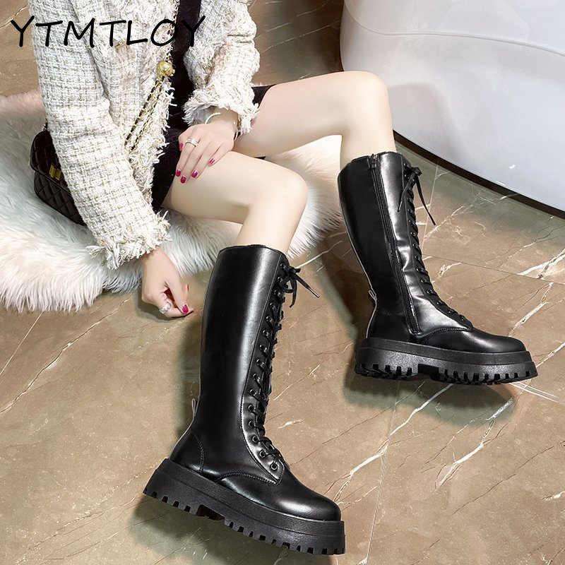Promo Indotex 2021 Chunky Platform Pu Leather Knee High Boots Sexy
