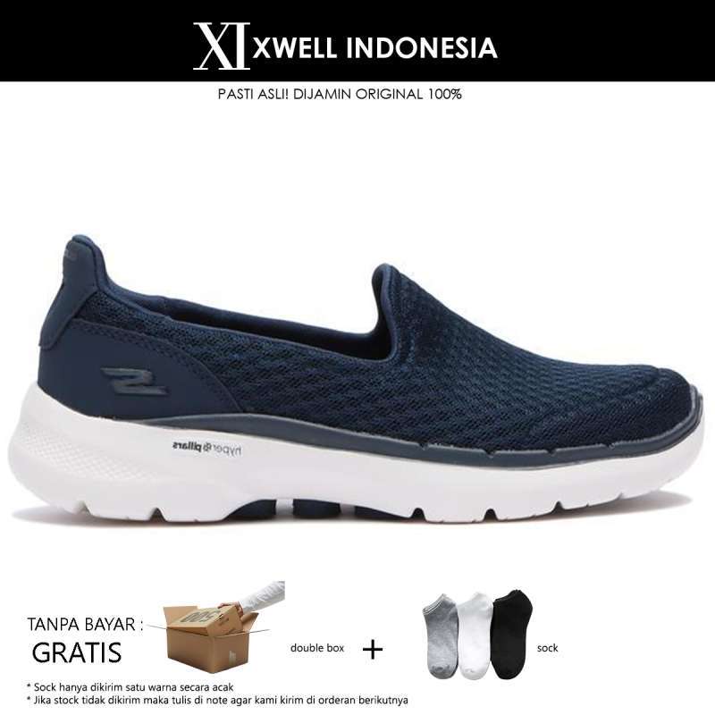 SEPATU SKECHERS GO WALK 6 BIG SPLASH NAVY WOMEN ORIGINAL 124508NVM