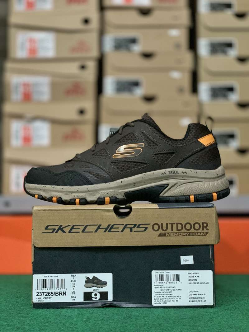 Jual SEPATU PRIA SKECHERS TRAIL OUTDOOR HILLCREST BROWN ORIGINAL