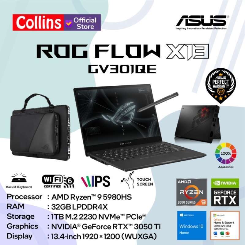 Promo ASUS ROG Flow X13 GV301QE R9 5980HS 32G 1TB RTX3050Ti EGPU