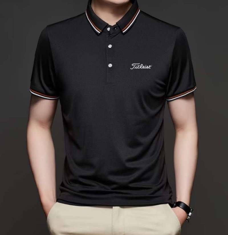BAJU TITLEIST GOLF SHORT SLEEVE POLYESTER POLO BAJU GOLF PRIA TTL 505 BLACK S