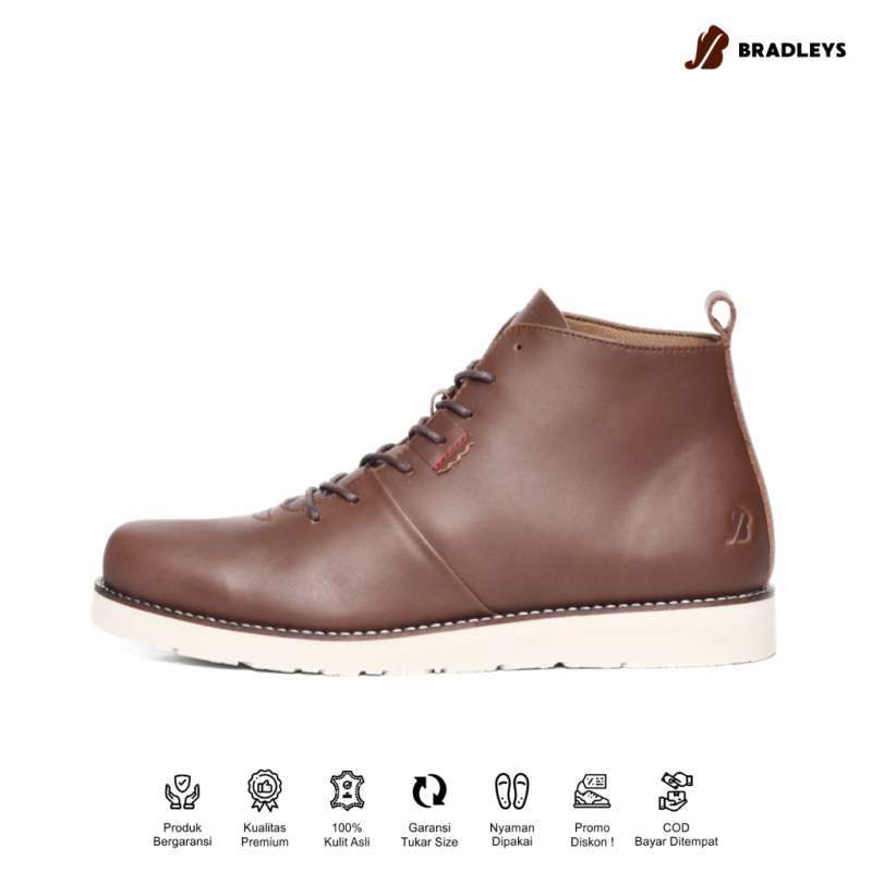 [BIG SIZE] Bradley's Hobbs Brown Sepatu Kulit Kasual Boots Pria Ukuran Besar