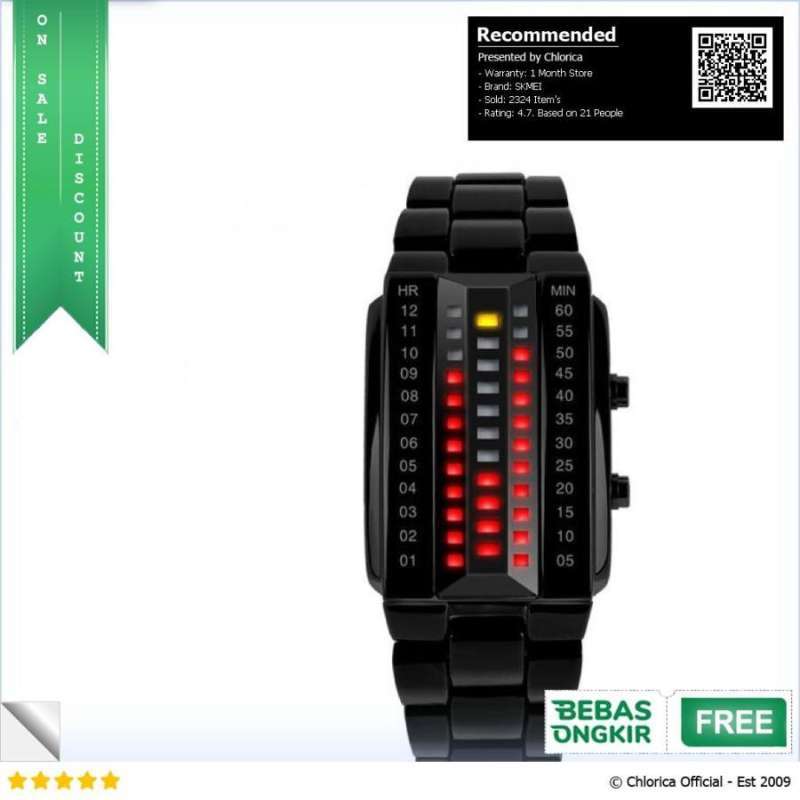 Jual SKMEI Jam Tangan LED 1035 1013 Hitam Pria SKMEI di
