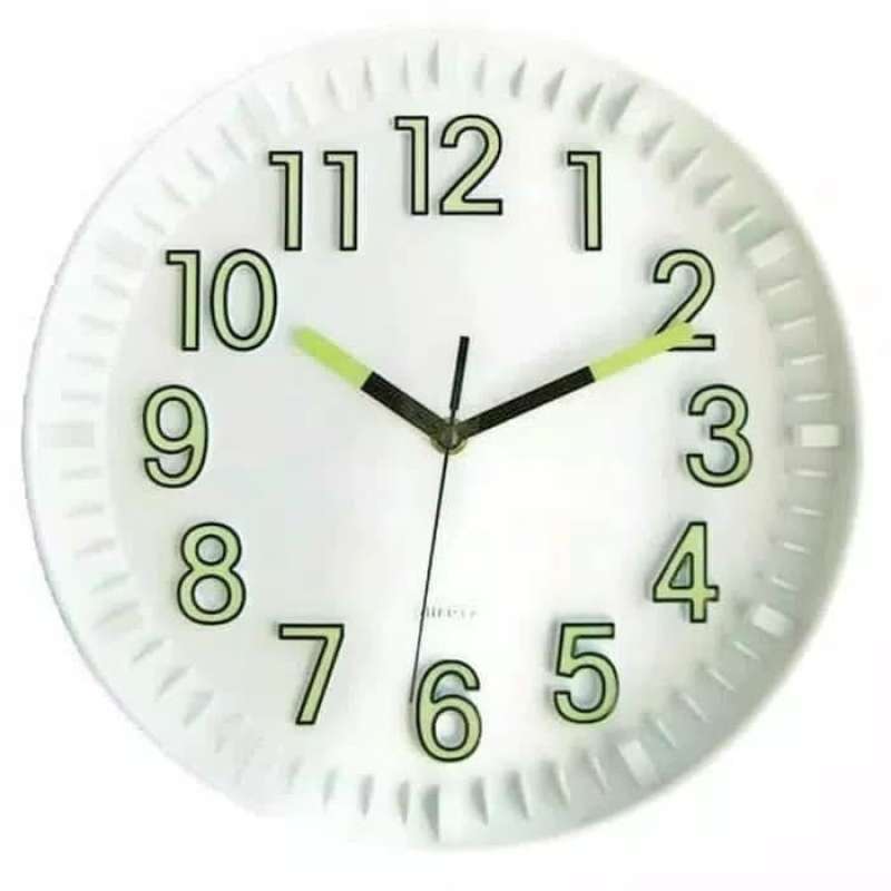 Promo Jam Dinding Meridient Putih Minimalis Glow In The Dark Mesin