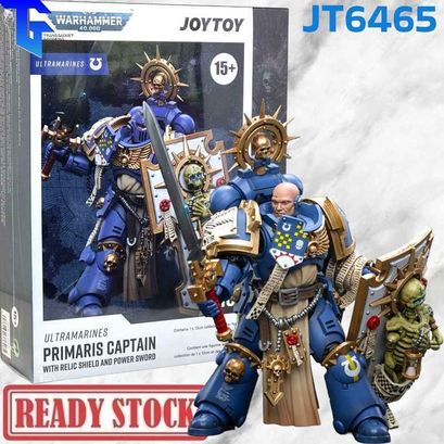 JOYTOY Warhammer 40K Ultramarines Primaris Captain With Relic Shield And Power Sword 1/18