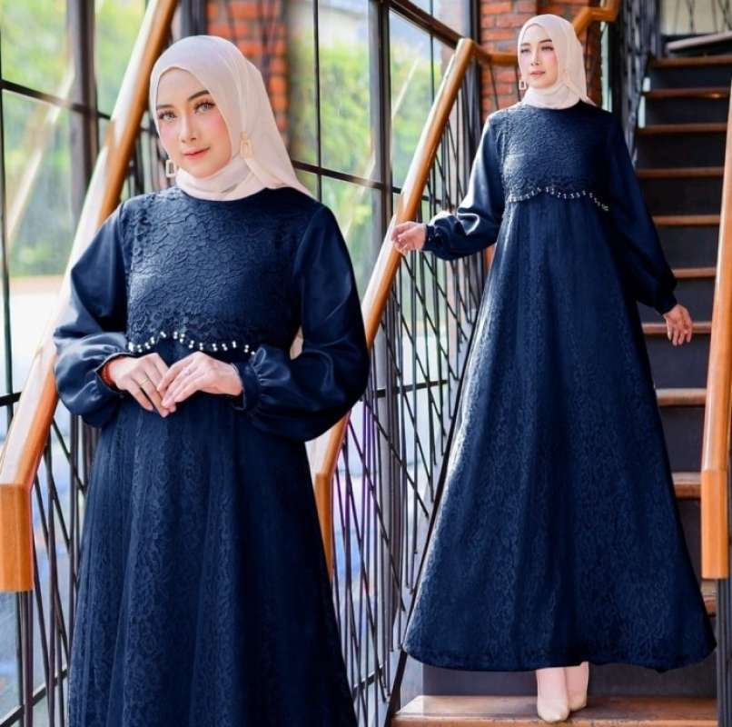 Maxi Dress Wanita Gaun Pesta Brokat Gamis Muslim Brukat Panjang Cantik