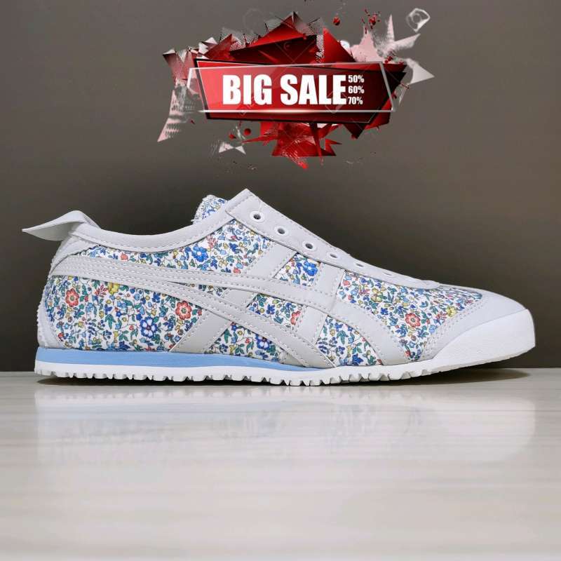 Sepatu Wanita Onitsuka Tiger Slip On Flower Blue ORIGINAL