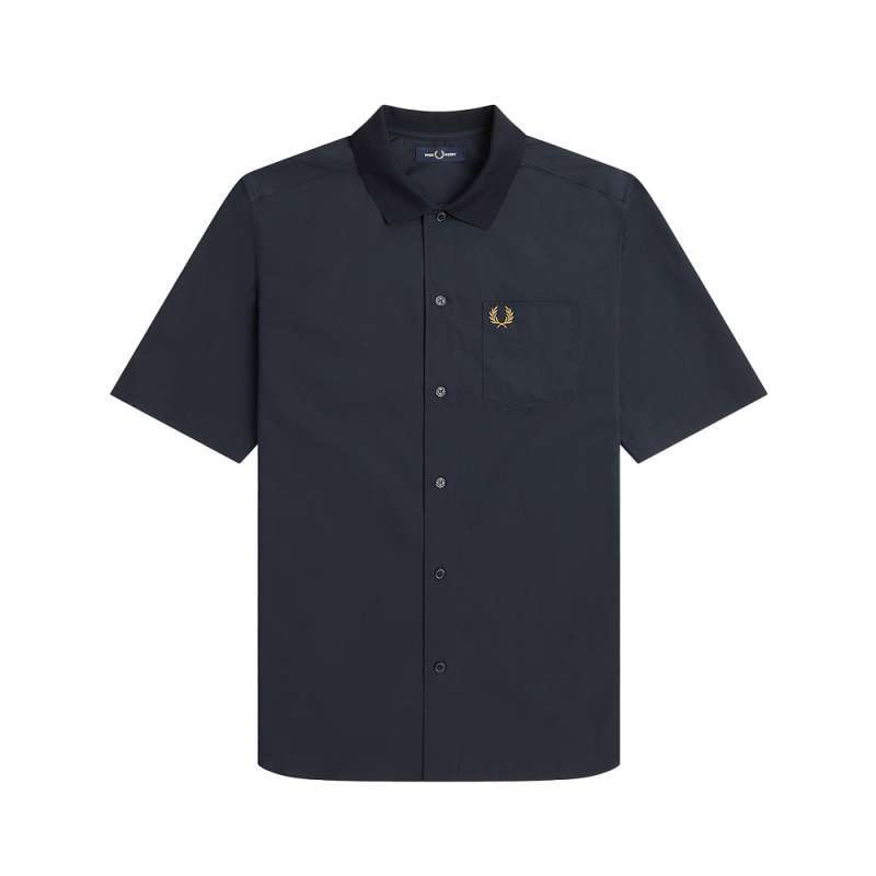 Jual Fred Perry Short Sleeve Knitted Collar Shirt Navy di Seller