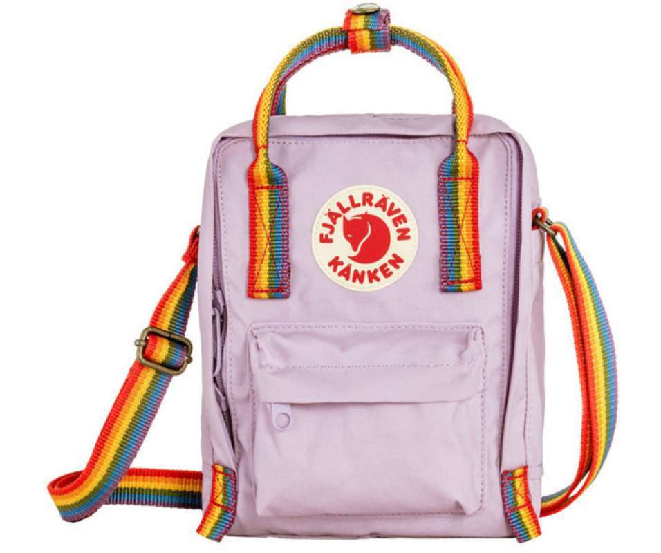 Tas Fjallraven Kanken Sling Pastel Lavender Rainbow Pattern