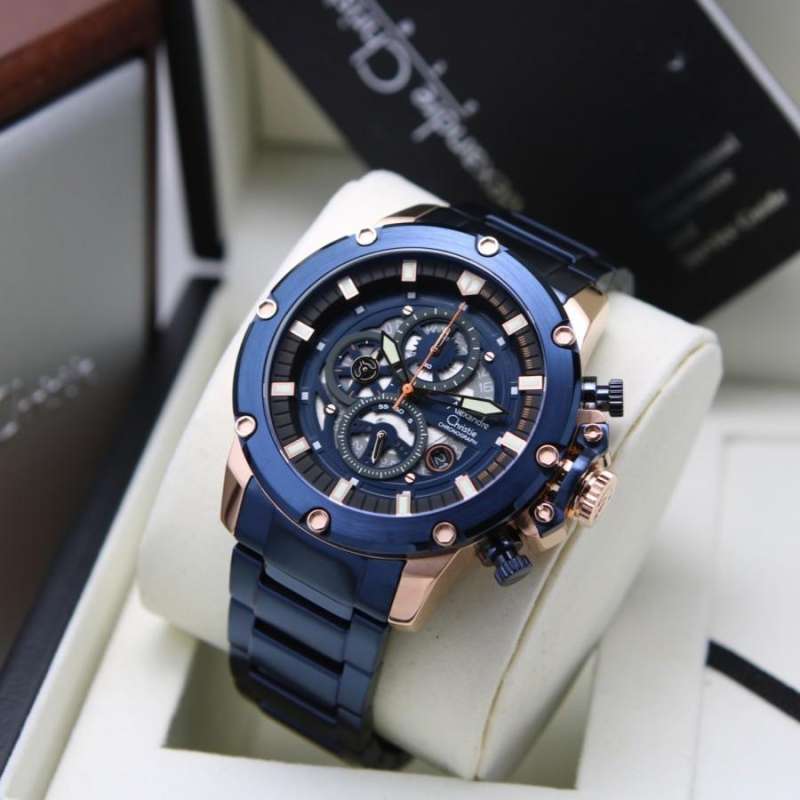 Jual Alexandre Christie Ac 6564 Blue Rosegold Original Branded