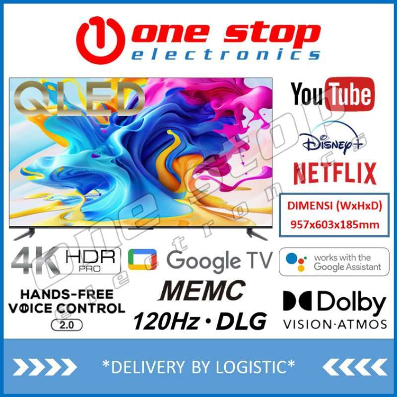 Promo [GARANSI RESMI] TCL 43C645 QLED 4K UHD Smart Google TV w/ Dolby  Vision & Atmos 43 Inch Diskon 11% di Seller OneStop Official Store - GUDANG  PT. Paradise Jaya Tehnik 