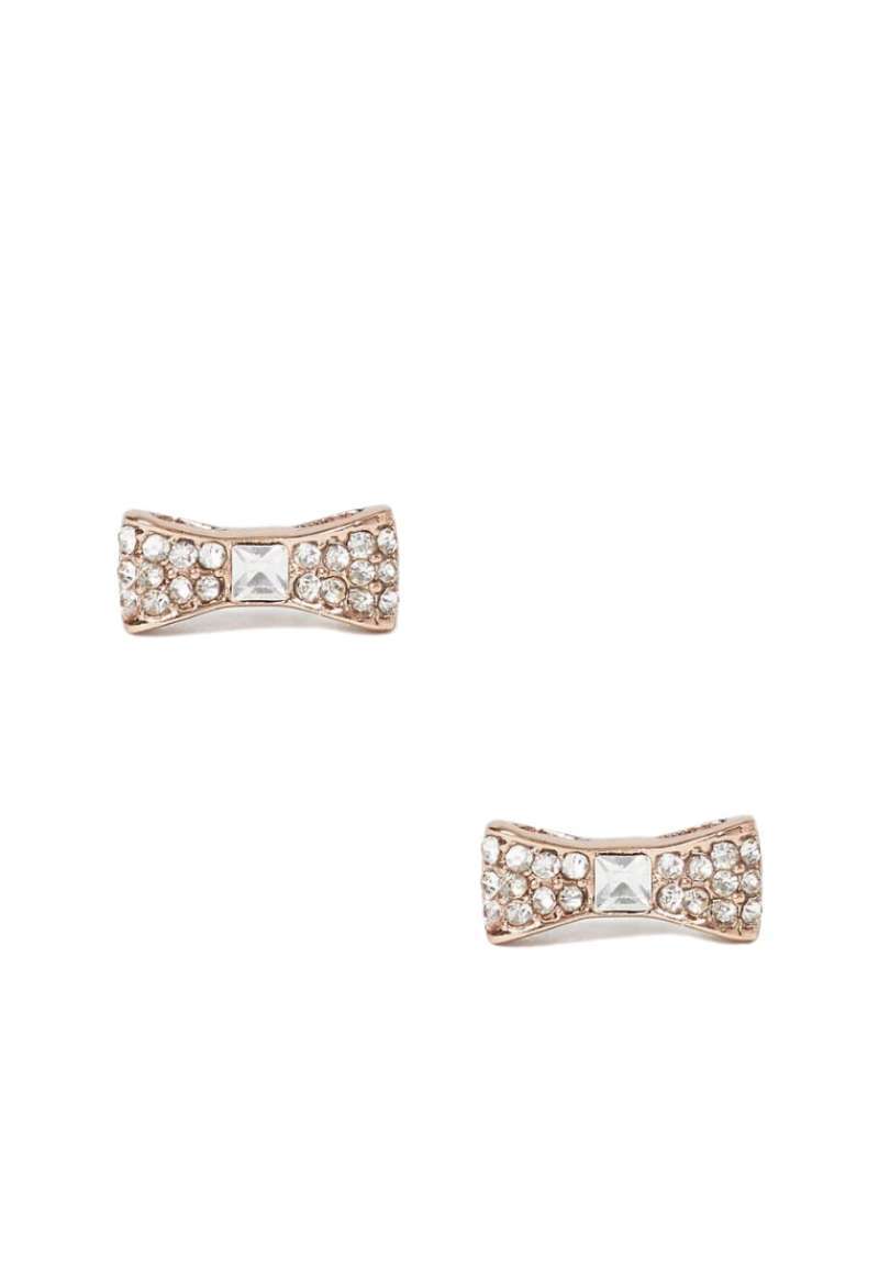 KATE SPADE Ready Set Bow Pave Bow Studs Rose Gold