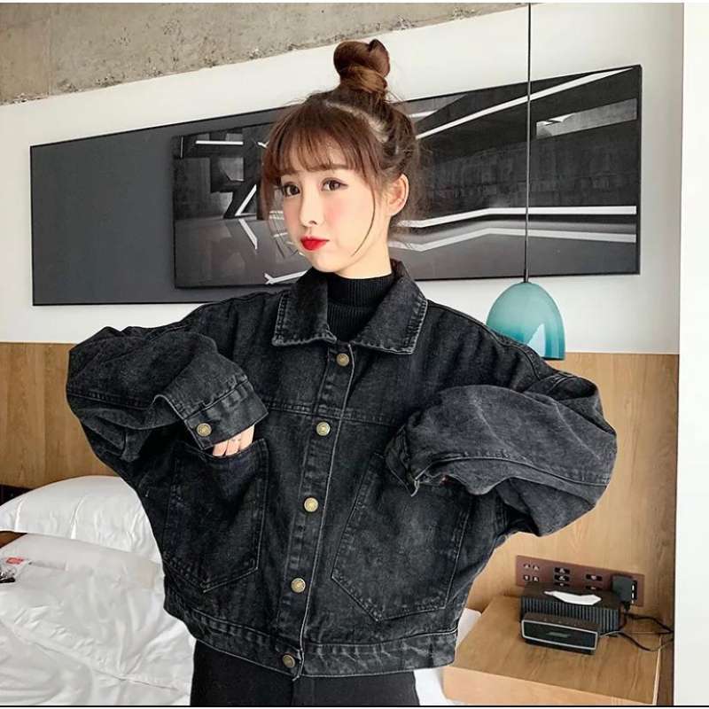 Promo COD JAKET JEANS CROP WANITA JAKET OVERSIZE JAKET JEANS