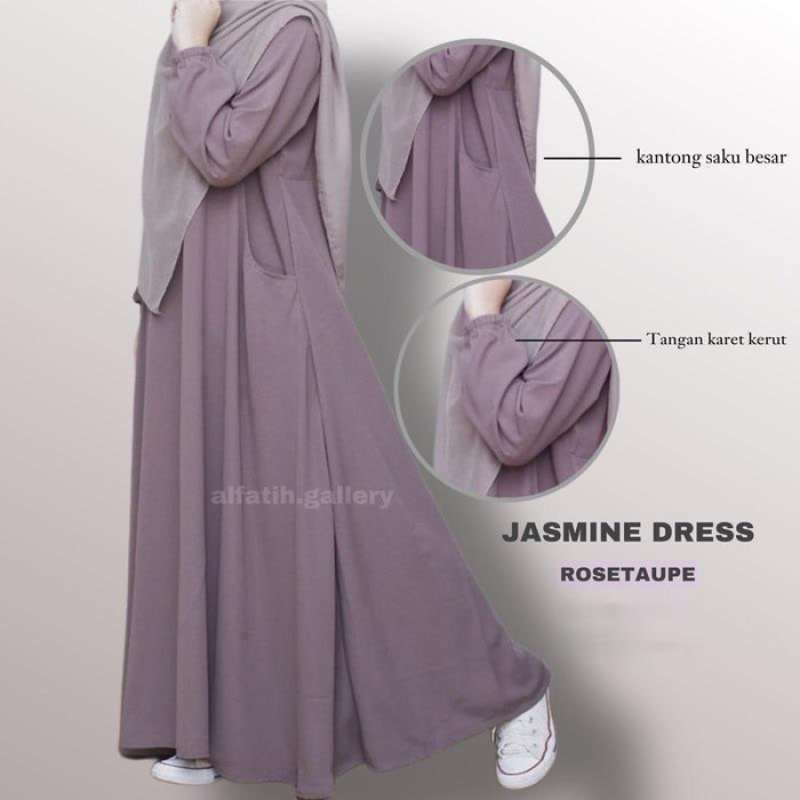 Jual Baju gamis wanita terbaru simple dan elegan bahan ity crepe