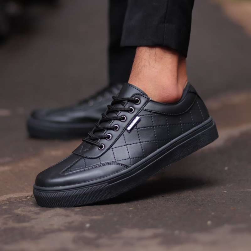 Sepatu sneakers pria Casual Motip kotak kotak Formal Pantofel Pria Hitam Tali Kerja Kantor Kuliah Fashion Original Kulit Asli 100
