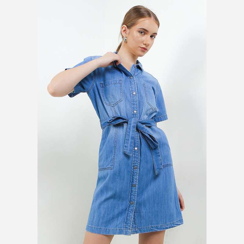Hush Puppies Womina Denim Shirt Dress Wanita 01