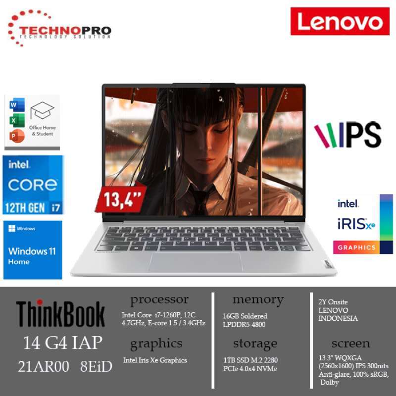 Promo Lenovo Thinkbook 13s G4 IAP 8EID || Intel Core i7-1260P Iris Xe 16GB  1TB SSD Windows 11 Home Office Home Student 2021 13.3 WQXGA IPS 2Y Onsite  Diskon 14% di Seller