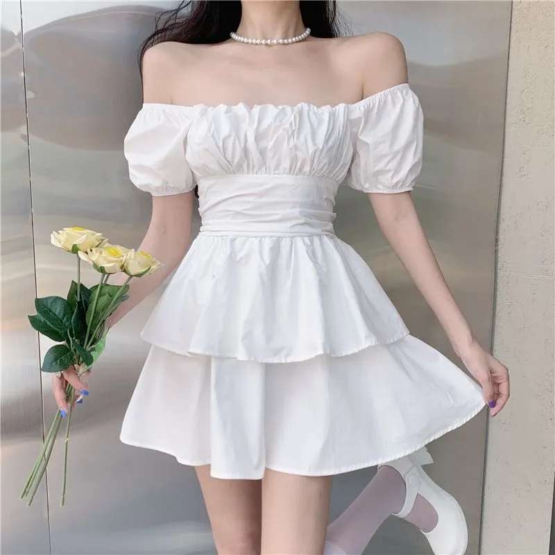 knee length dresses for ladies Self-Portrait - White Rhinestone Lace Tie Side Mini Dress main image 1