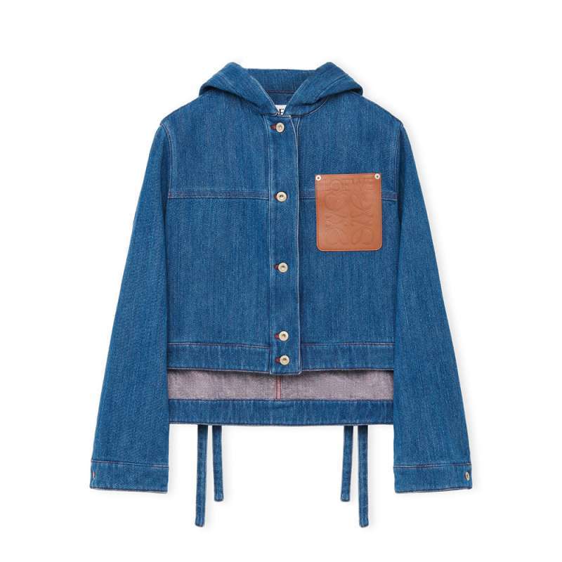 Jual Loewe Cropped Workwear Jacket in Denim Blue Red di Seller